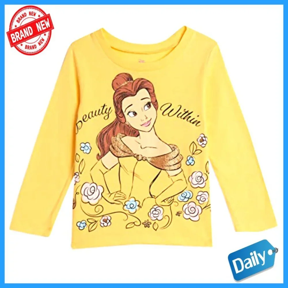 3 Pack Long Sleeve Graphic Tees Toddler Girls Cotton Regular Fit